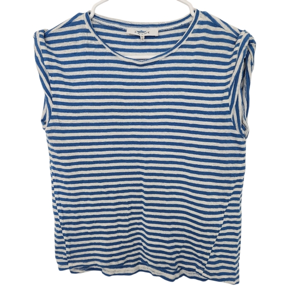 Frame Organic Linen Striped‎ Sleeveless Top XS Nautical Beach Minimalist Summer - Picture 1 of 6